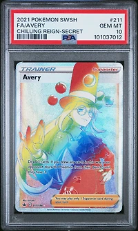2021 Pokemon Sword & Shield Chilling Reign 211 Full Art/avery Secret PSA 10