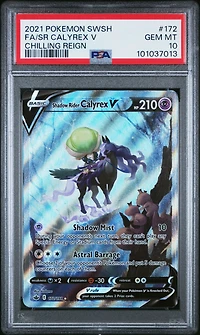 2021 Pokemon Sword & Shield Chilling Reign Full Art/shadow Rider Calyrex V PSA