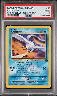 2000 Pokemon Promo Black Star 22 Articuno Toshinao Aoki Error PSA