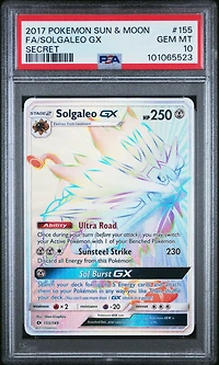 2017 Pokemon Sun & Moon 155 Full Art/solgaleo Gx Secret PSA