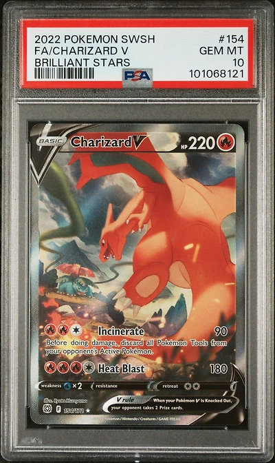 2022 Pokemon Sword & Shield Brilliant Stars Full Art/charizard V PSA