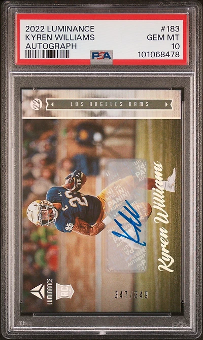 2022 Panini Luminance 183 Kyren Williams Autograph PSA 10