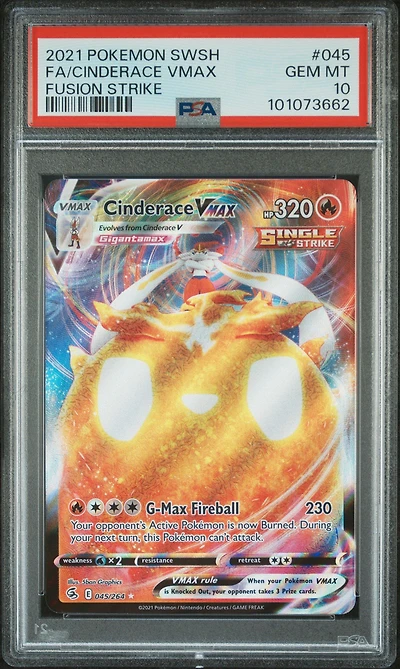 2021 Pokemon Sword & Shield Fusion Strike 045 Full Art/cinderace Vmax PSA