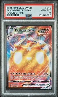 2021 Pokemon Sword & Shield Fusion Strike 045 Full Art/cinderace Vmax PSA