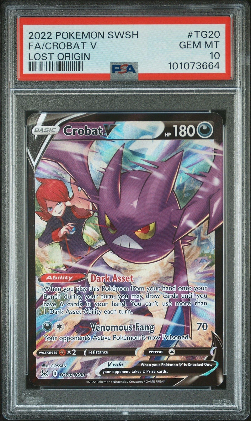 2022 Pokemon Sword & Shield Lost Origin Tg20 Full Art/crobat V PSA