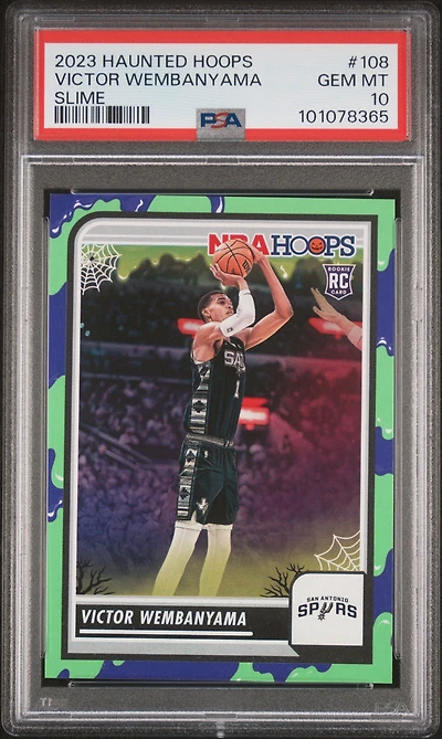 2023 Panini Haunted Hoops 108 Victor Wembanyama Slime PSA