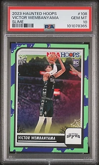 2023 Panini Haunted Hoops 108 Victor Wembanyama Slime PSA