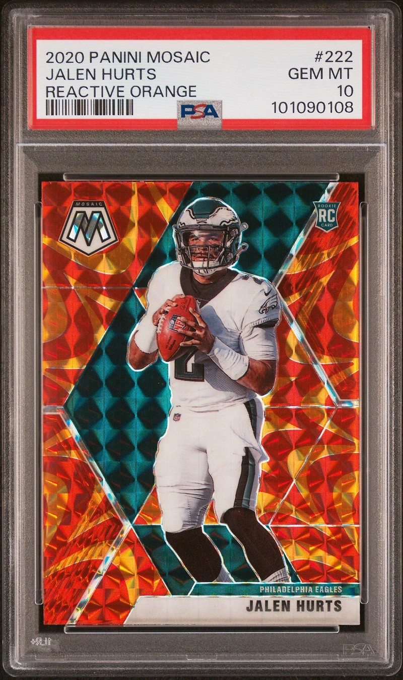 2020 Panini Mosaic Jalen Hurts Reactive Orange PSA
