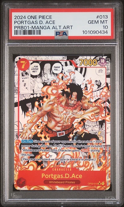 2024 One Piece Premium Booster -one Piece Card The Best- 013 Portgas D. Ace Manga Alternate Art PSA 10