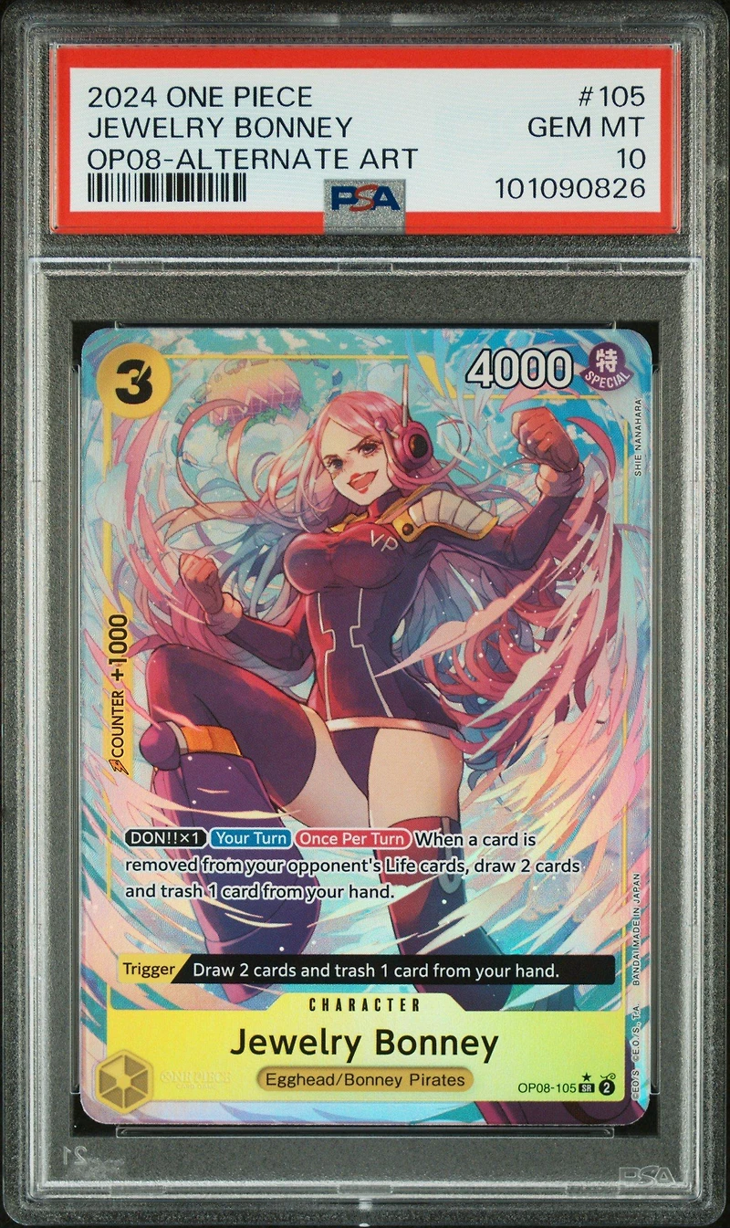 2024 One Piece Op08-two Legends 105 Jewelry Bonney Alternate Art PSA 10