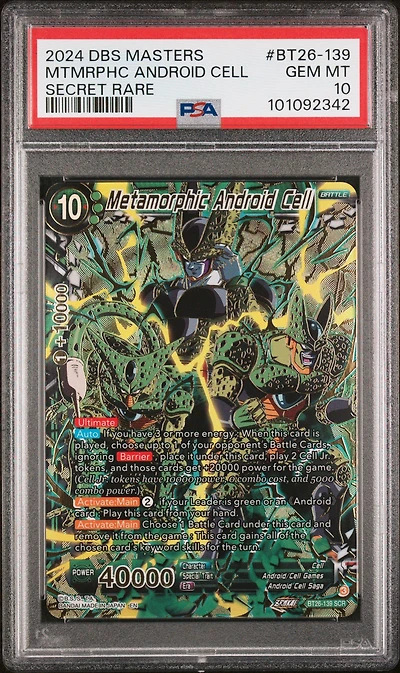 2024 Dragon Ball Super Card Game Masters Series 26 Ultimate Advent Bt26-139 Metamorphic Android Cell Secret Rare PSA 10