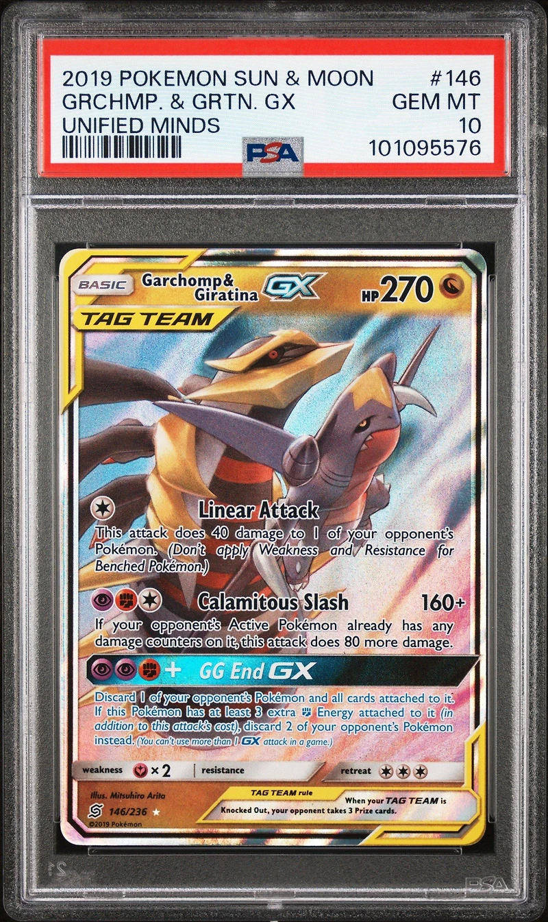 2019 Pokemon Sun & Moon Unified Minds 146 Garchomp & Giratina Gx PSA