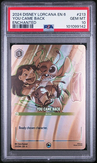 2024 Disney Lorcana En 6-azurite Sea 213 You Came Back Enchanted PSA