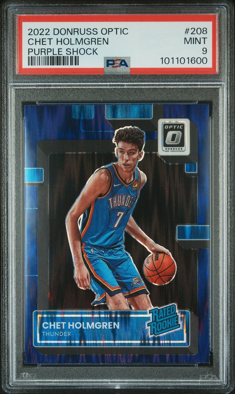 2022 Panini Donruss Optic 208 Chet Holmgren Purple Shock PSA