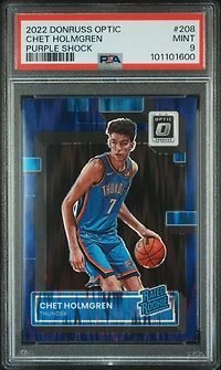 2022 Panini Donruss Optic 208 Chet Holmgren Purple Shock PSA