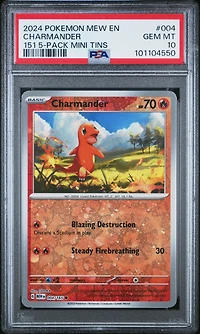 2024 Pokemon Mew En-151 004 Charmander 151 5-pack Mini Tins PSA