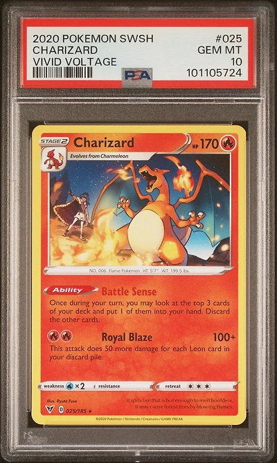 2020 Pokemon Sword & Shield Vivid Voltage 025 Charizard PSA