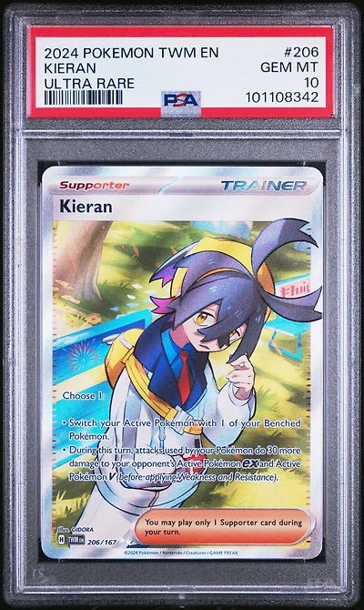 2024 Pokemon Twm En-twilight Masquerade 206 Kieran Ultra Rare PSA