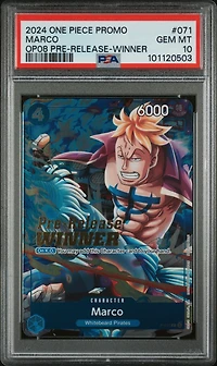2024 One Piece Promos 071 Marco Two Legends Pre-release-winner PSA 10
