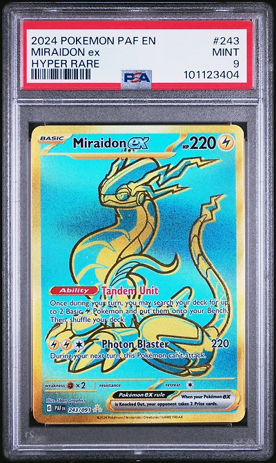 2024 Pokemon Paf En-paldean Fates 243 Miraidon Ex Hyper Rare PSA