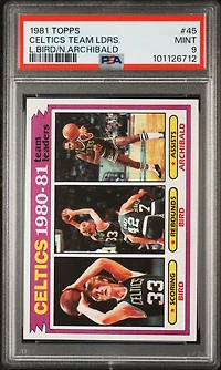 1981 Topps 45 Celtics Team Leaders L.bird/n.archibald PSA 9