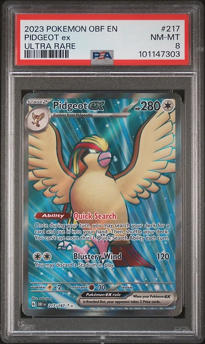 2023 Pokemon Obf En-obsidian Flames 217 Pidgeot Ex Ultra Rare PSA