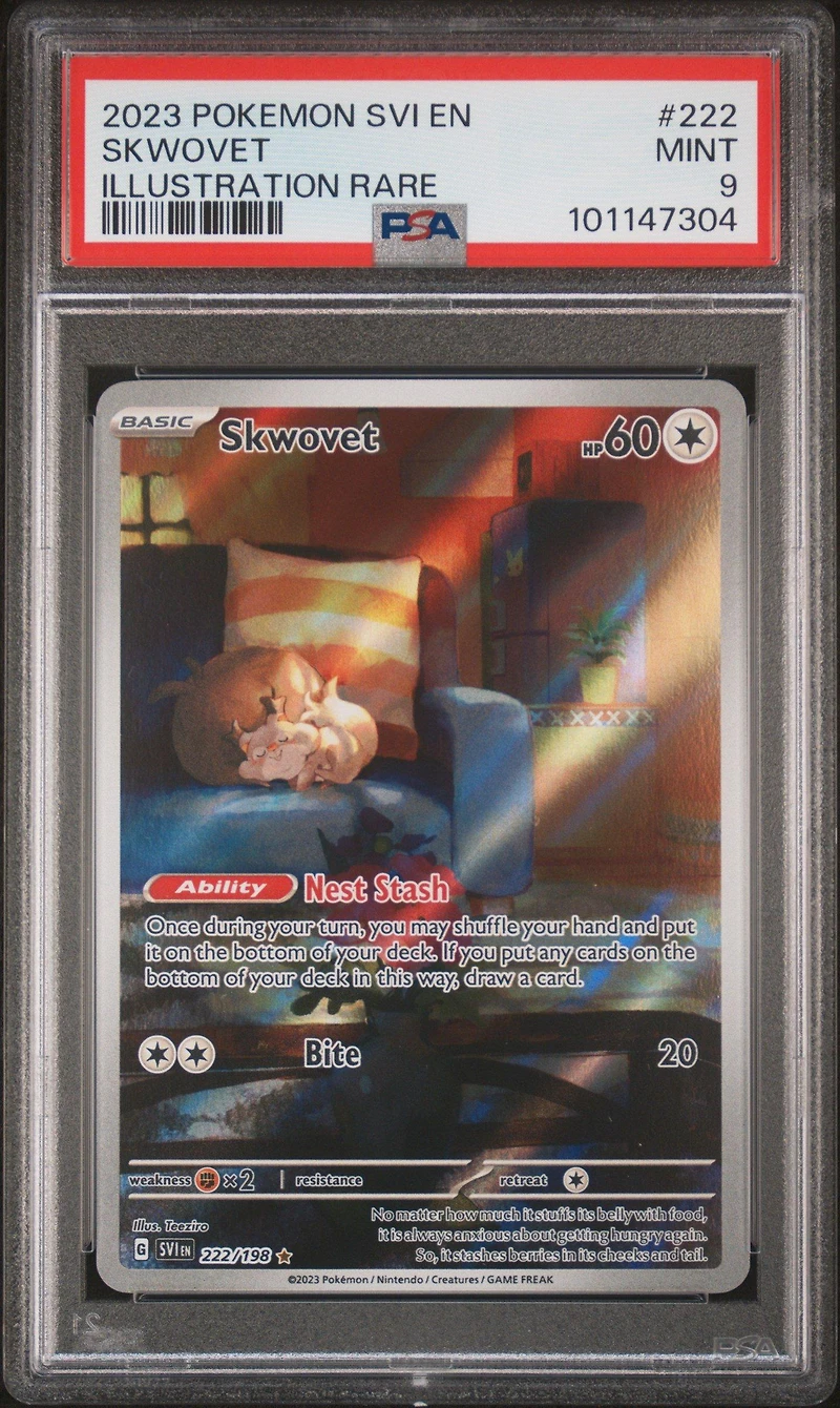 2023 Pokemon Svi En-scarlet & Violet 222 Skwovet Illustration Rare PSA