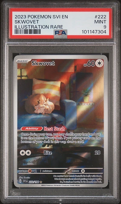 2023 Pokemon Svi En-scarlet & Violet 222 Skwovet Illustration Rare PSA