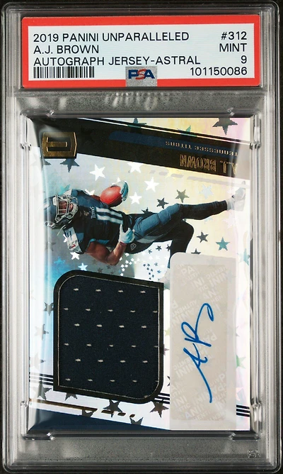 2019 Panini Unparalleled 312 A.j. Brown Autograph Jersey-astral PSA 9