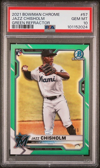 2021 Bowman Chrome 57 Jazz Chisholm Green Refractor PSA 10