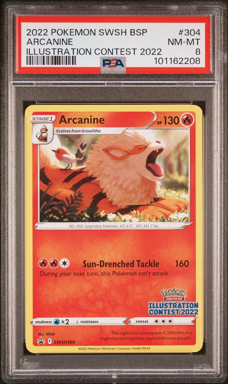 2022 Pokemon Swsh Black Star Promo 304 Arcanine Illustration Contest 2022 PSA