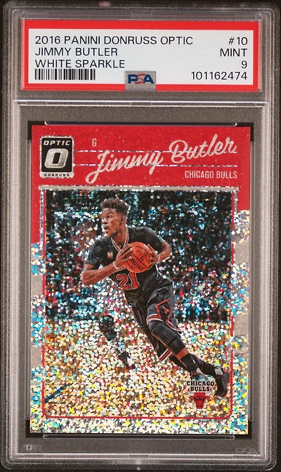 2016 Panini Donruss Optic 10 Jimmy Butler White Sparkle PSA 9