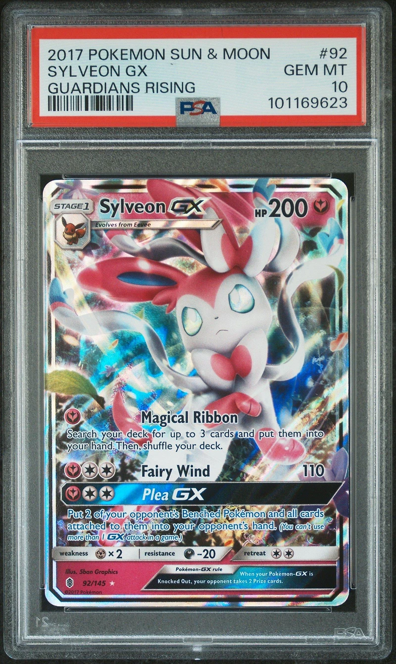 2017 Pokemon Sun & Moon Guardians Rising 92 Sylveon Gx PSA