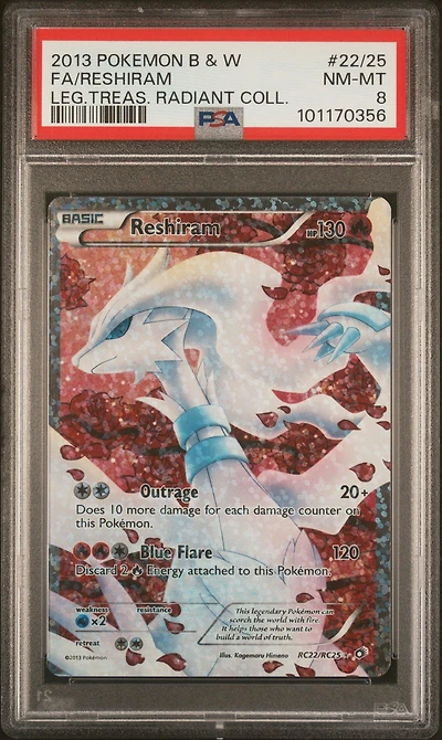 2013 Pokemon Black & White Legendary Treasures Radiant Collection Rc22 Full Art/reshiram PSA