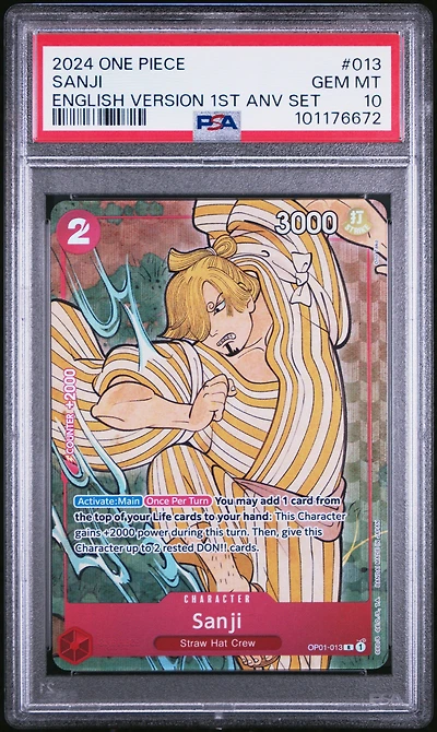 2024 One Piece English Version 1st Anniversary Set 013 Sanji PSA 10