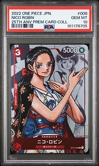 2022 One Piece Japanese 25th Anniversary Premium Card Collection 008 Nico Robin PSA 10