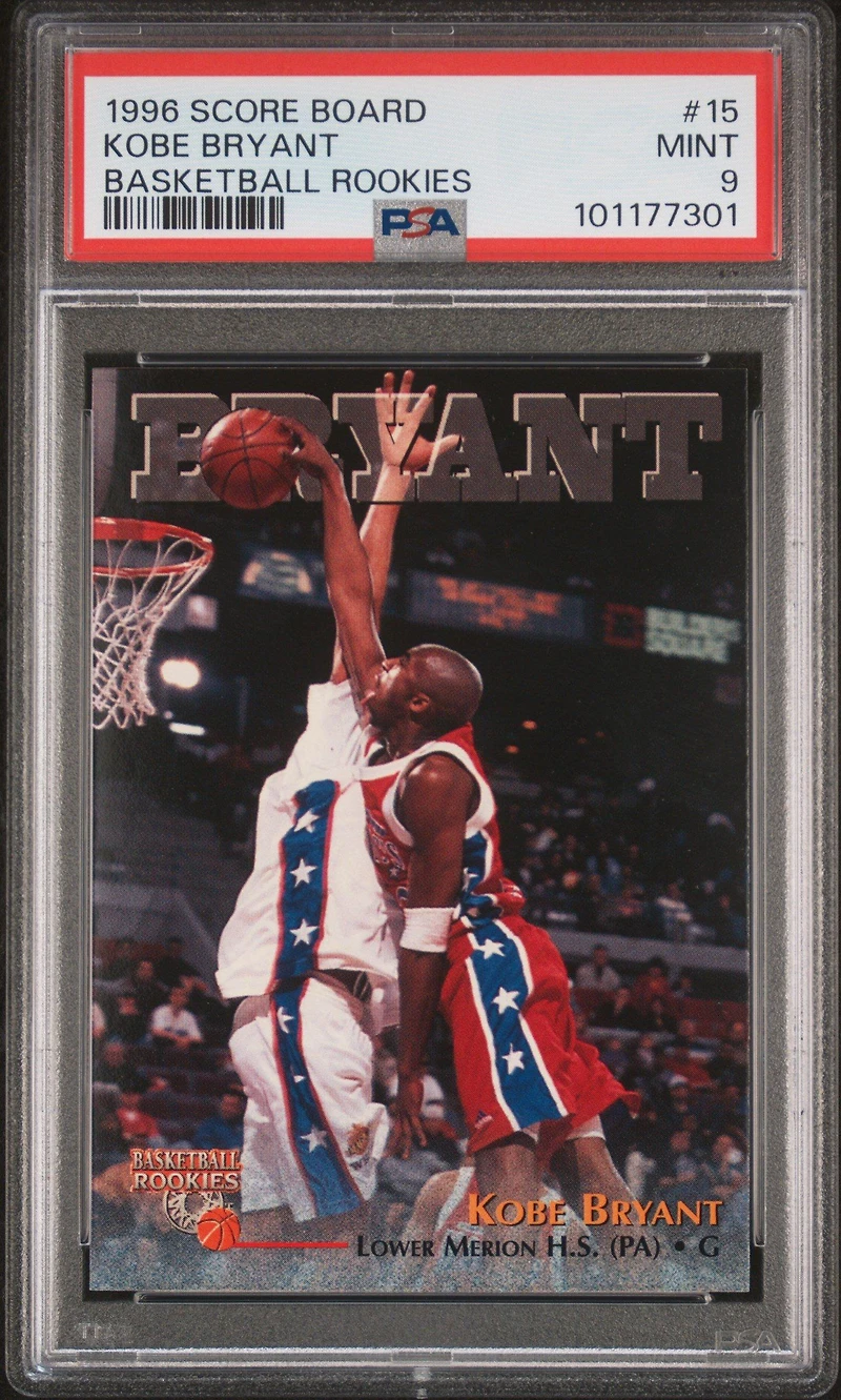 1996 Score Board Basketball Rookies 15 Kobe Bryant PSA 9