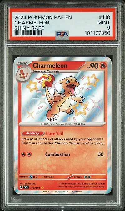 2024 Pokemon Paf En-paldean Fates 110 Charmeleon Shiny Rare PSA