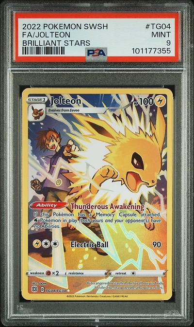 2022 Pokemon Sword & Shield Brilliant Stars Tg04 Full Art/jolteon PSA