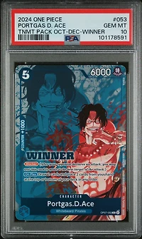 2024 One Piece Tournament Pack October-december 053 Portgas D. Ace Winner PSA 10
