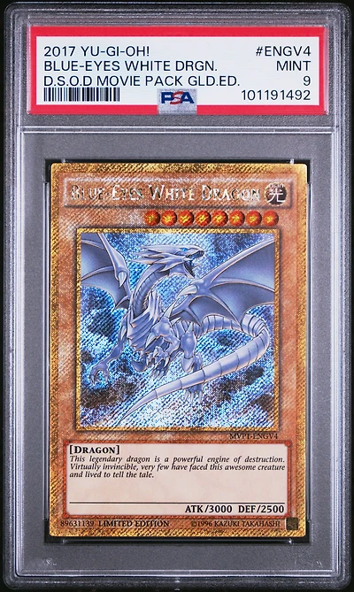 2017 Yu-gi-oh! The Dark Side Of Dimensions Movie Pack Gold Edition Engv4 Blue-eyes White Dragon PSA