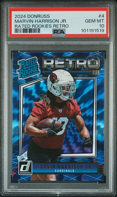 2024 Panini Donruss Rated Rookies Retro 4 Marvin Harrison Jr. PSA 10