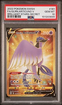 2022 Pokemon Sword & Shield Brilliant Stars 181 Full Art/galarian Articuno V Secret PSA