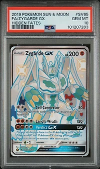 2019 Pokemon Sun & Moon Hidden Fates Sv65 Full Art/zygarde Gx PSA