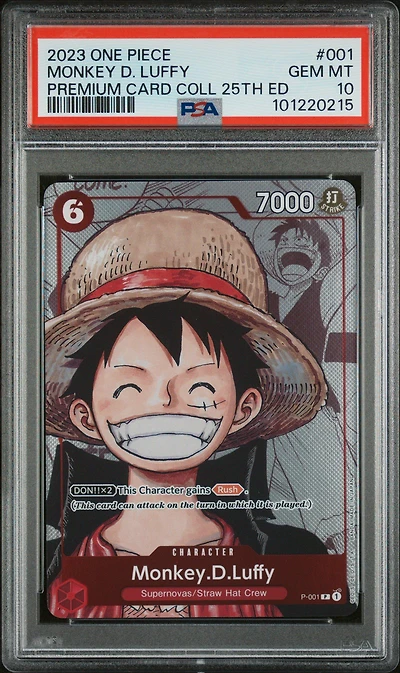 2023 One Piece Premium Bandai Premium Card Collection 25th Edition 001 Monkey D. Luffy PSA 10