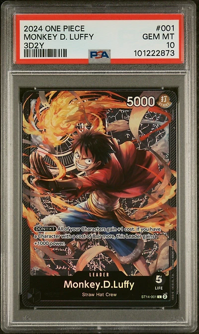 2024 One Piece Starter Deck-3d2y 001 Monkey D. Luffy PSA 10