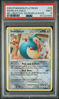 2009 Pokemon Platinum Rising Rivals 33 Snorlax-holo Crosshatch-2009 Pokemon League PSA 9