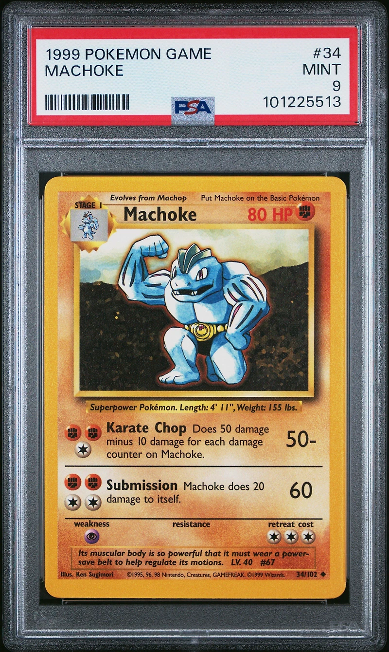 1999 Pokemon Game 34 Machoke PSA
