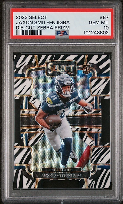 2023 Panini Select 87 Jaxon Smith-njigba Die-cut Zebra Prizm PSA 10