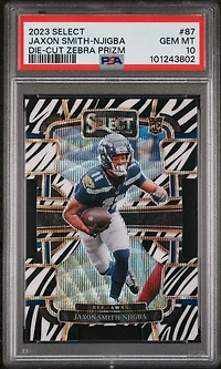 2023 Panini Select 87 Jaxon Smith-njigba Die-cut Zebra Prizm PSA 10